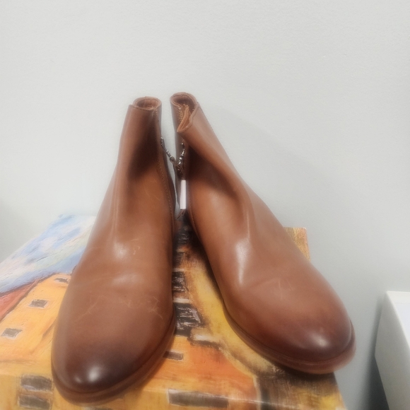 Sam Edelman Womens Brown Cushioned Pama Round Toe BlockBrown Leather Ankle Boots - Picture 7 of 8